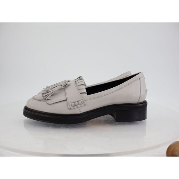 AEYDE Eryn Tassel Loafer Slip Up Size 40 9 Grey Leather Slip on Block Heel - Picture 5 of 13